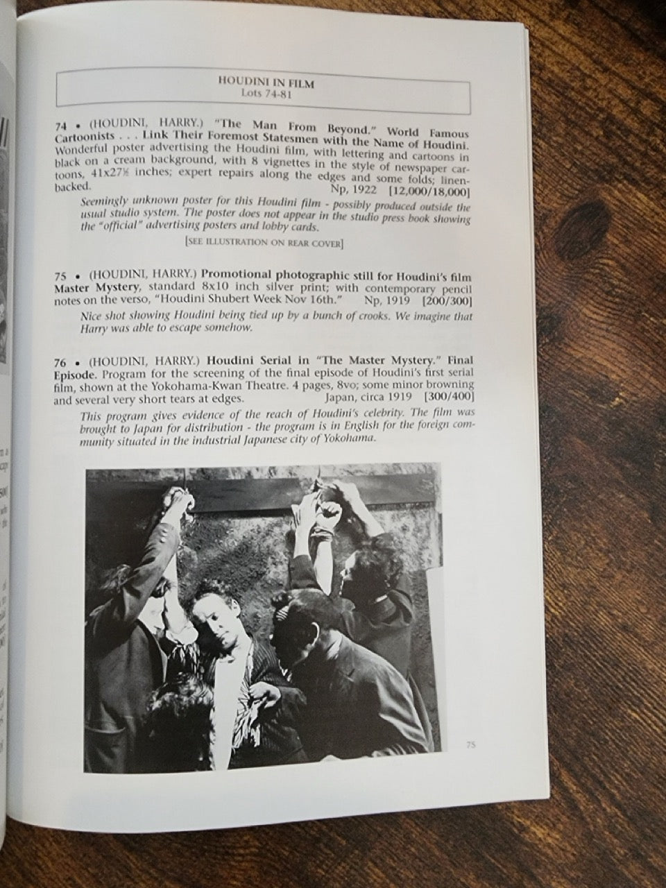 Auction Program of The Manny Weltman Houdini Collection from SWANN GALLERIES