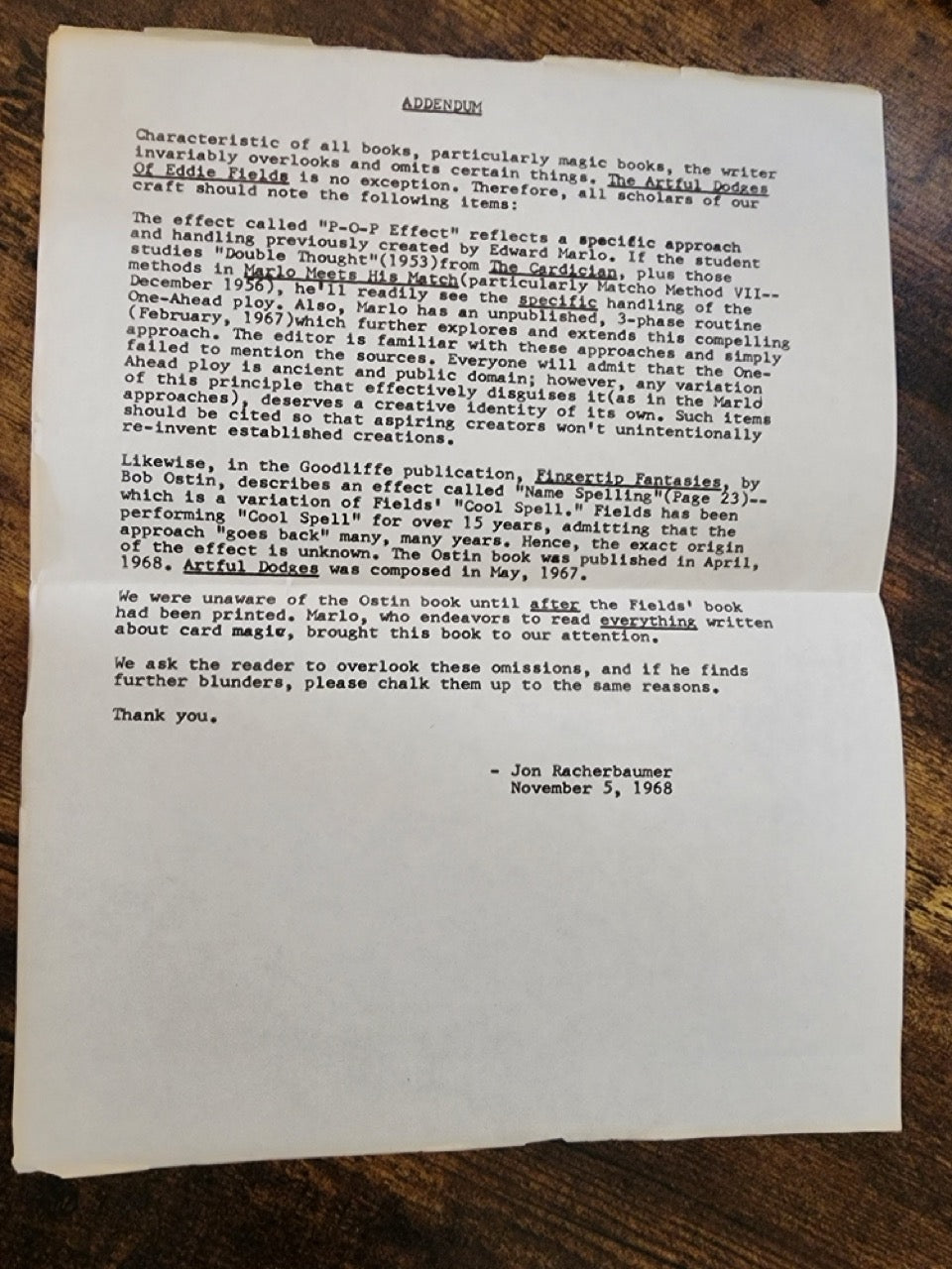 The Artful Dodges of Eddie Fields - Jon Racherbaumer (Limited 1st Edition)