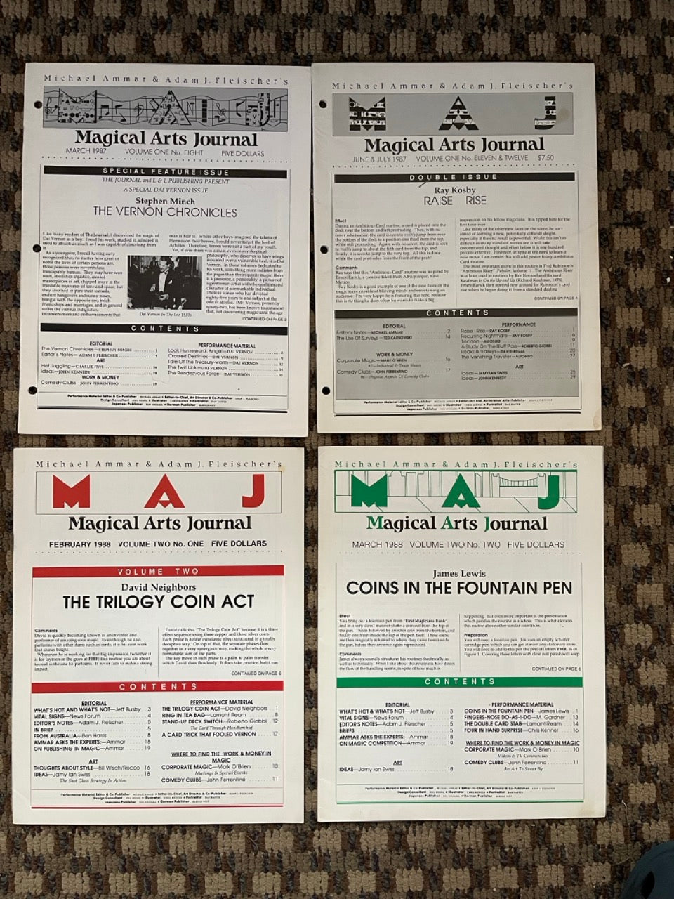 The Magical Arts Journal - Michael Ammar & Adam J. Fleischer (4 random issues)