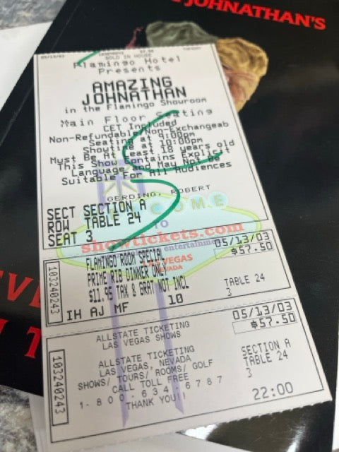 The Amazing Johnathan's Every Trick In The Book (SIGNED) & Show Ticket