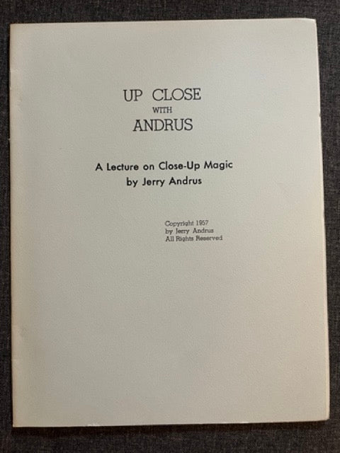 Up Close With Andrus - Jerry Andrus - SIGNED