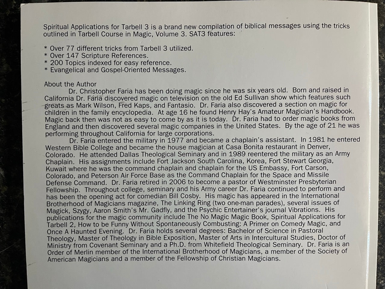 Spiritual Application for Tarbell 3 - Dr Christopher Faria