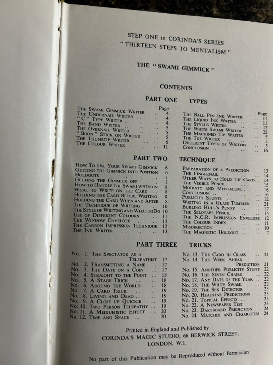 13 Steps to Mentalism - Corinda (1958 Corinda edition)