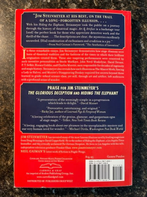 Art and Artifice and other Essays on Illusion - Jim Steinmeyer (paperback)