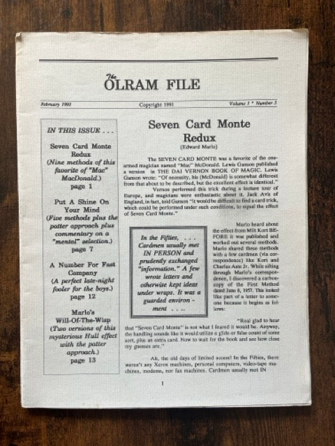 The Olram File Vol.1 #3 - Marlo