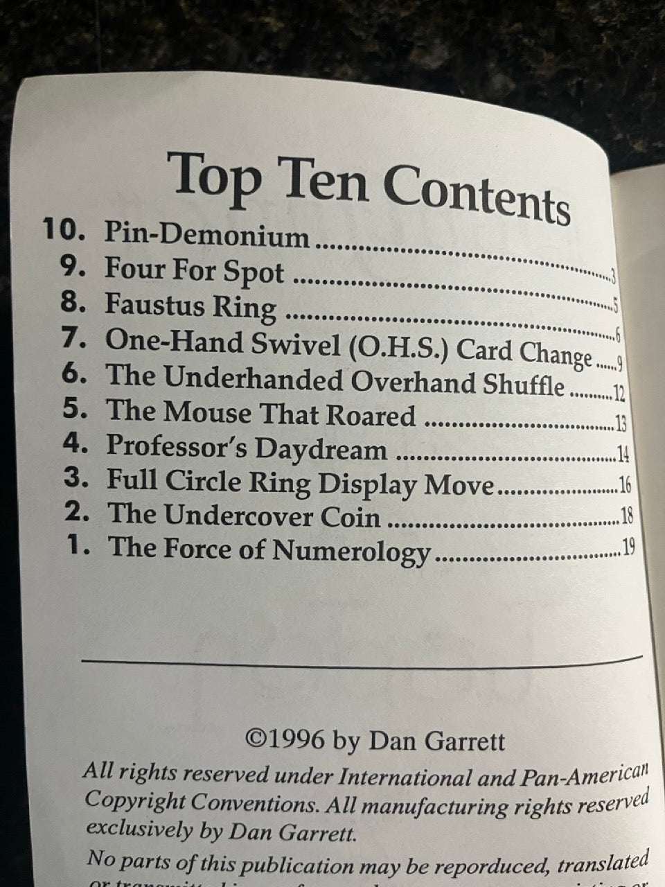 Dan Garrett's Top 10 Lecture Notes