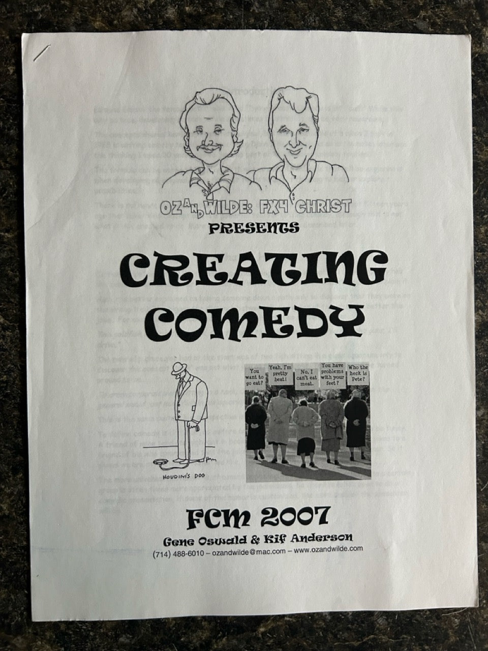 Creating Comedy - Gene Oswald & Kif Anderson