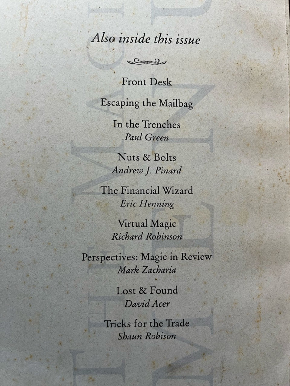 The Magic Menu (Issue 63)- Jim Sisti