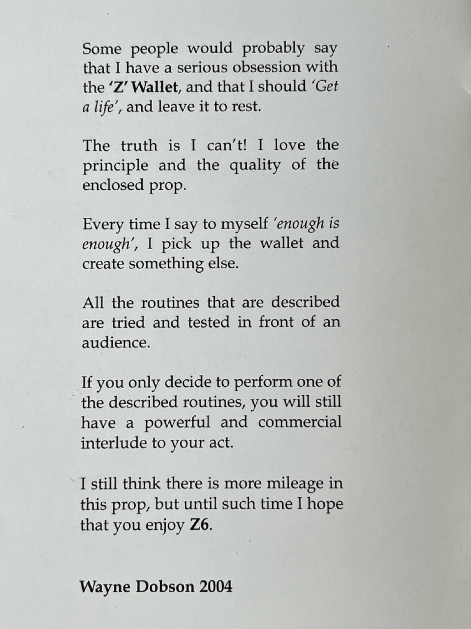 Z6, or how I overcame my fear of the "Z" wallet - Wayne Dobson