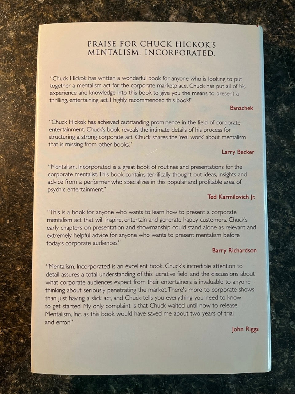 Mentalism Incorporated Vol. 1 - Chuck Hickok (1st edition)