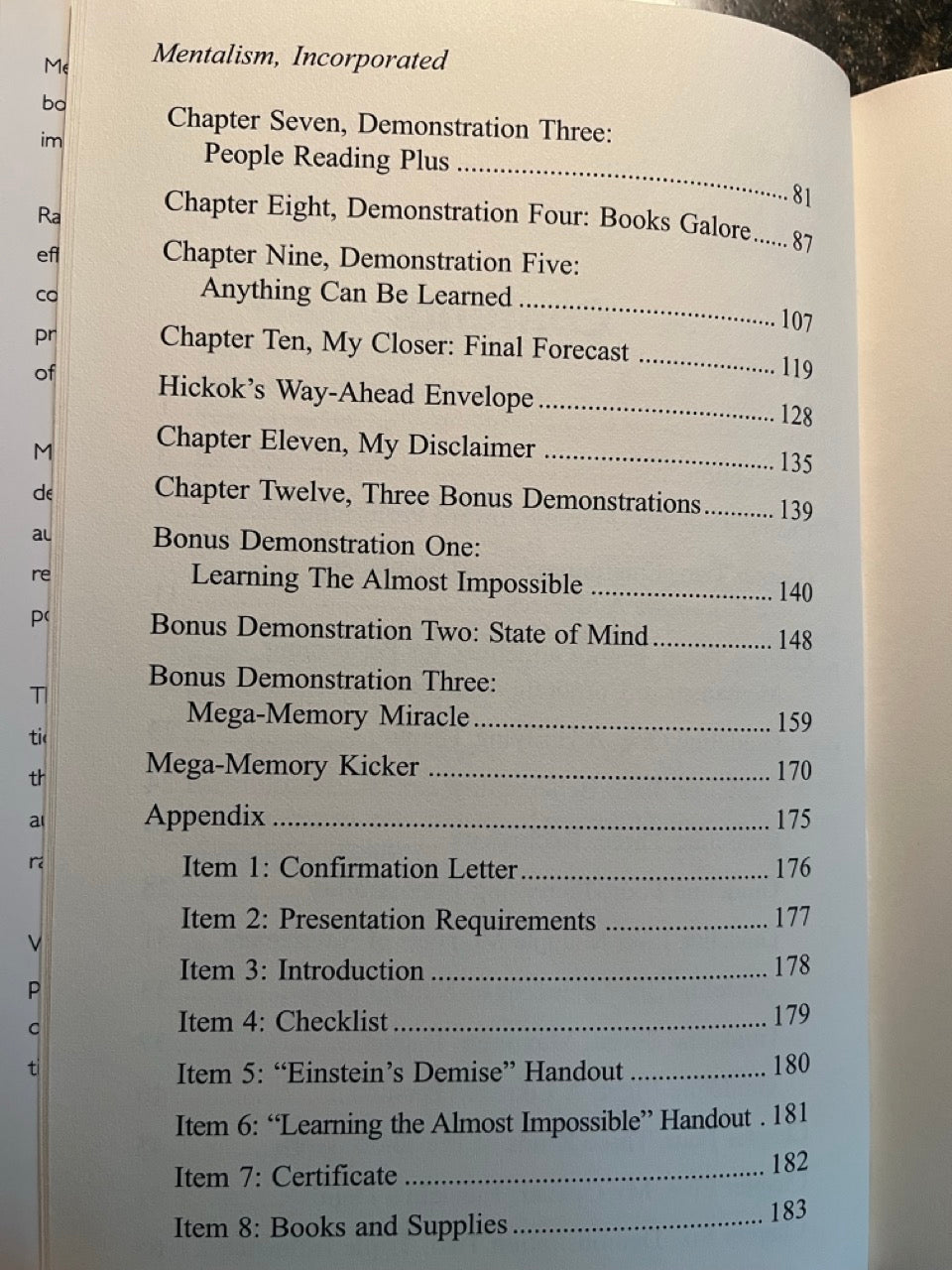 Mentalism Incorporated Vol. 1 - Chuck Hickok (1st edition)