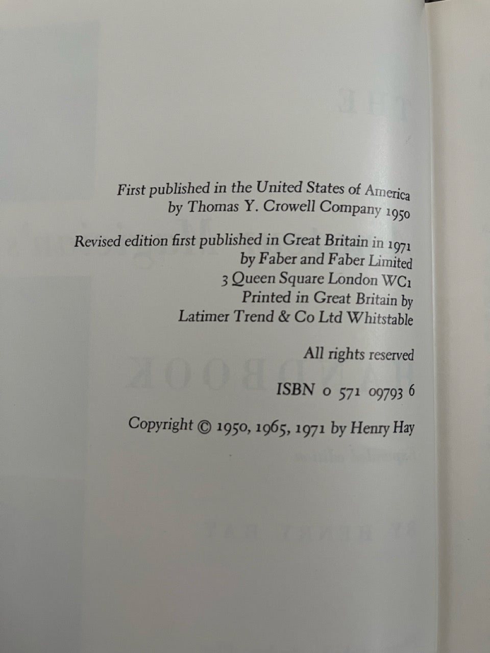 The Amateur Magician's Handbook - Henry Hay (HC, 1971 ed.)