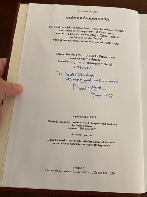 Chronicle of Magic, 1900-1999: A Record of Happenings in Magic in Great Britain (Signed)- David Hibberd