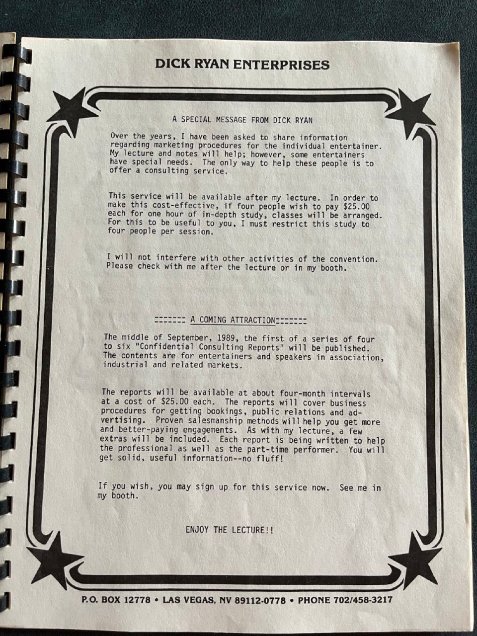 Magic Talk - Dick Ryan - SIGNED