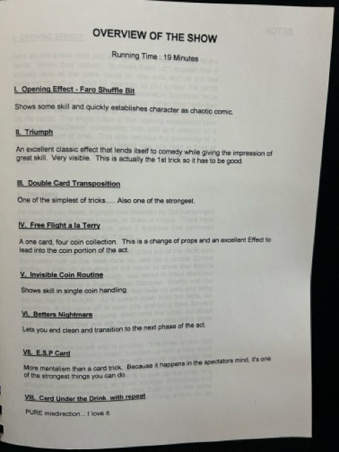 Terry Lunceford "Magic For A Living" Lecture Notes (3 Items)