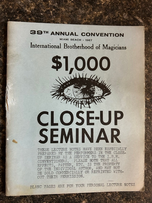 39th Annual Convention IBM $1000.00 CLose-Up Seminar Program