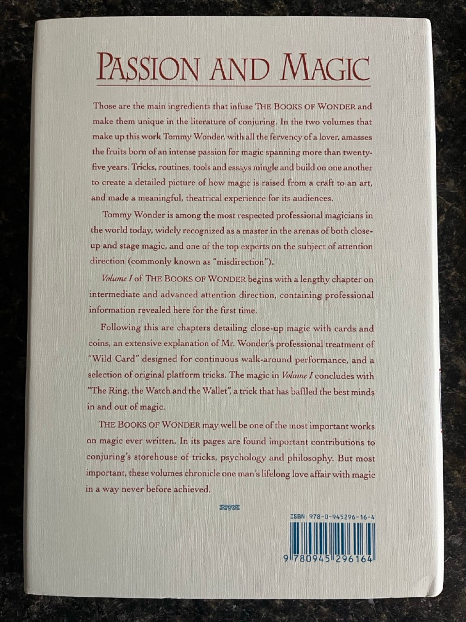 The Books of Wonder Vols. 1 & 2 - Tommy Wonder (LIKE NEW)
