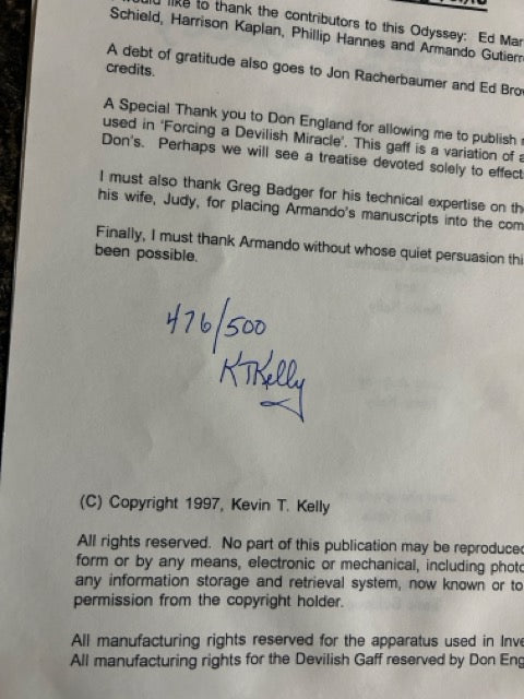 A Pasteboard Odyssey: The Close-Up Magic of Kevin Kelly - Armando Gutierrez - SIGNED
