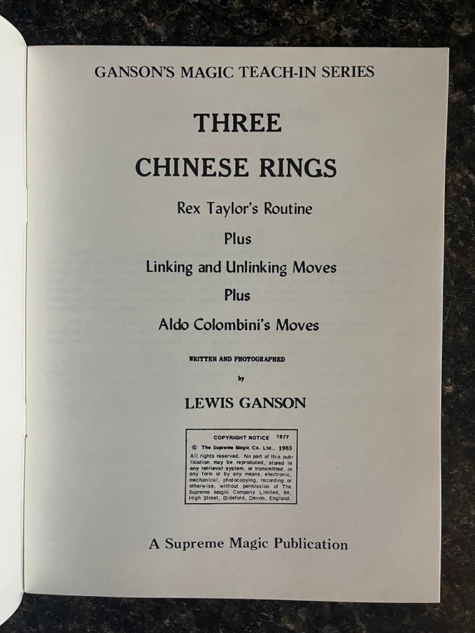 Three Chinese Rings - Lewis Ganson (USED)