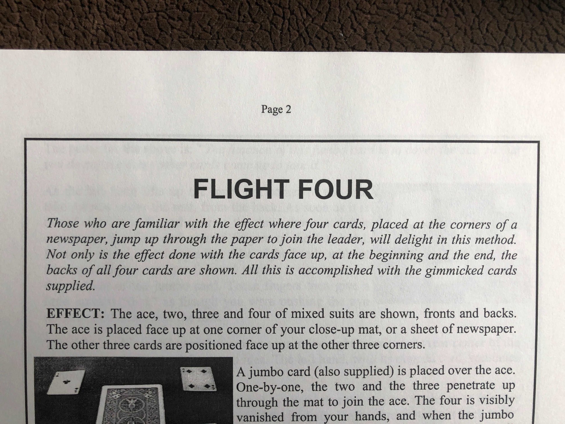 Bob King's Close-Up Tutorial 2: Flight of Four (w/ jumbo card)