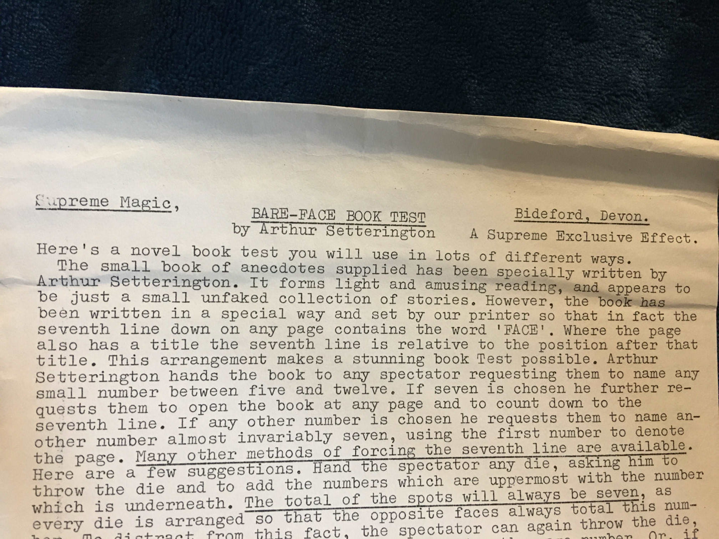 Bare-Face Book Test - Arthur Setterington