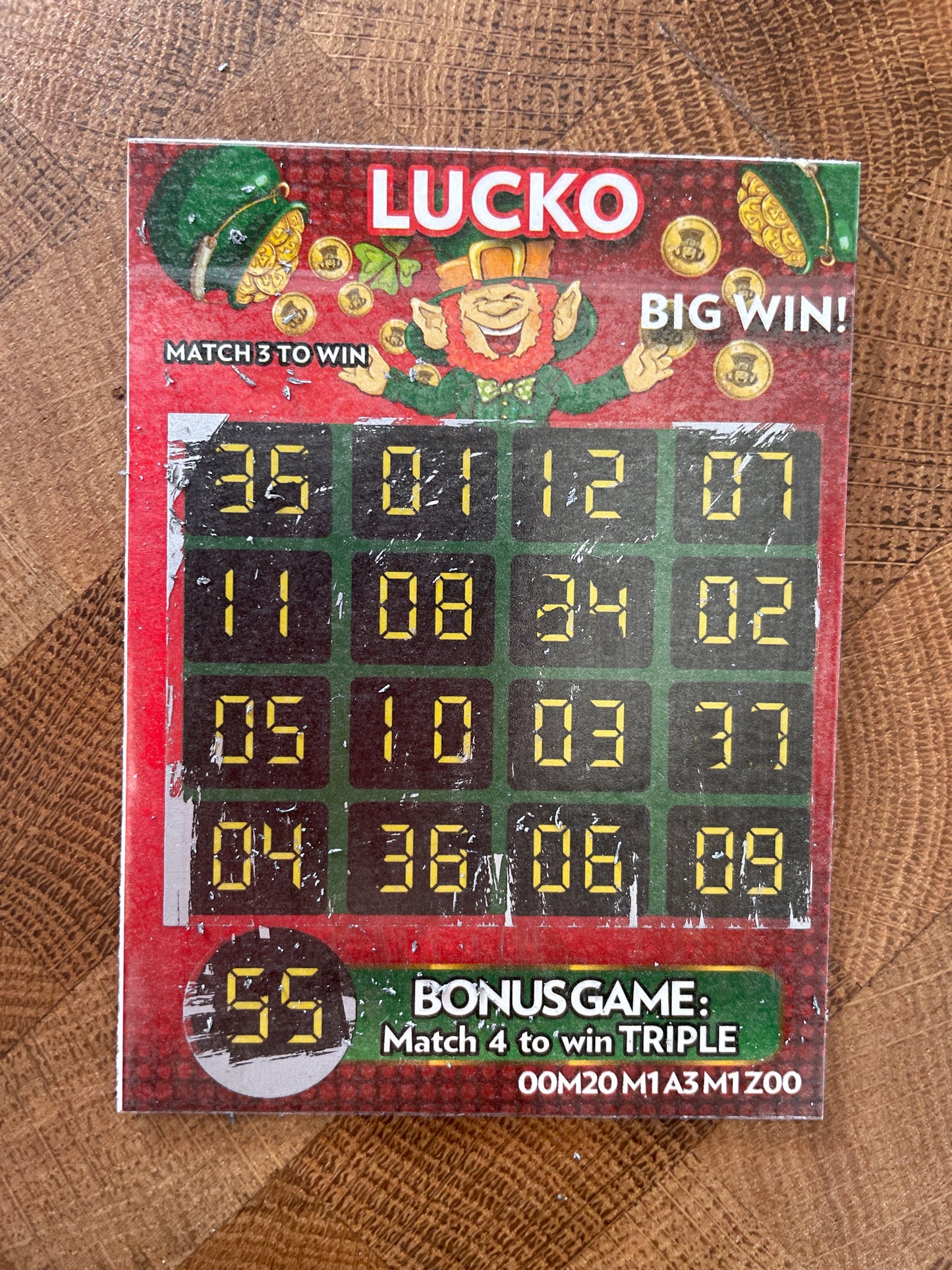 LUCKO (Scratch off Lottery Card/Magic Square) - Matthew Wright (SM2)