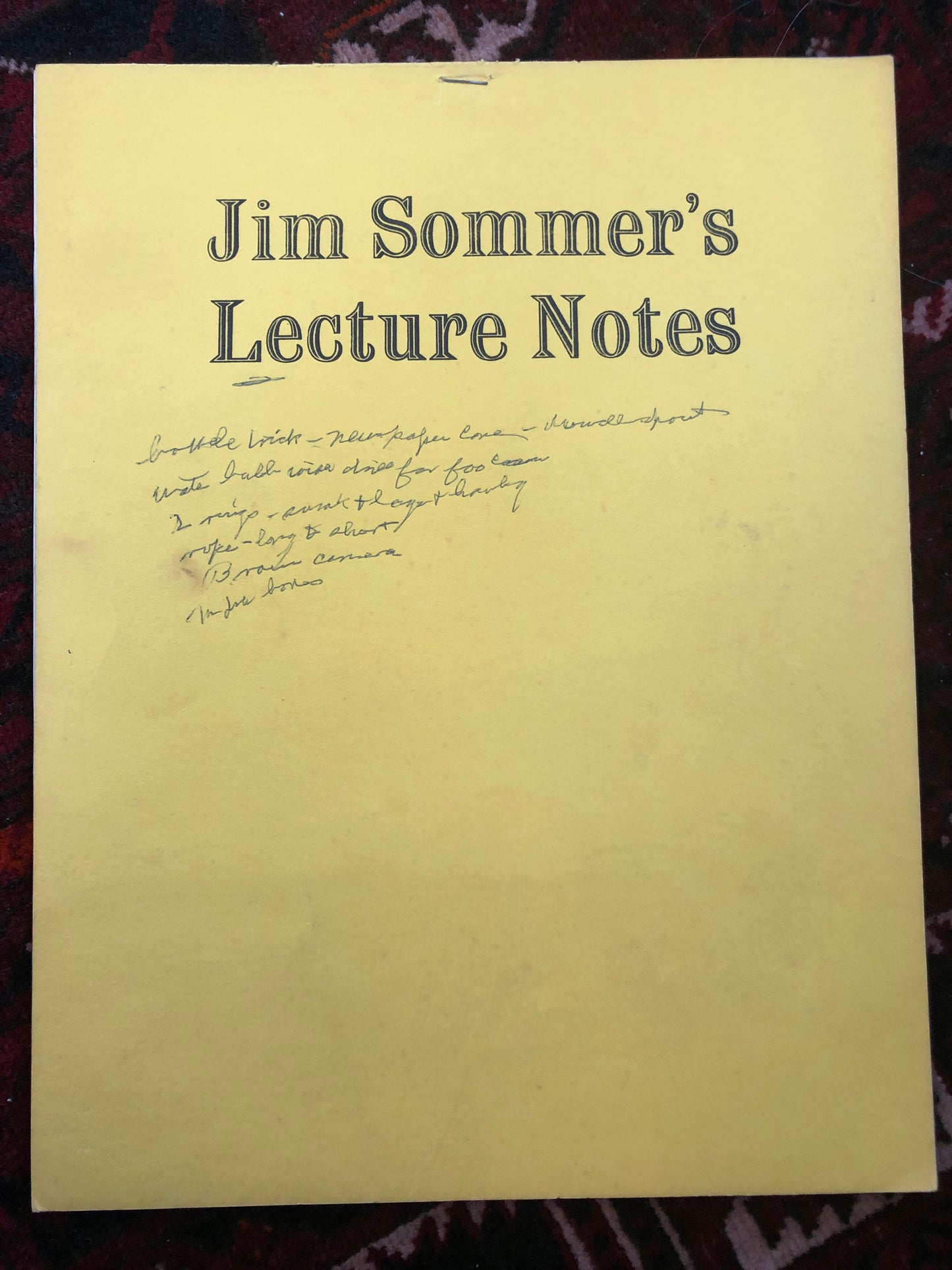 Jim Sommers Lecture Notes
