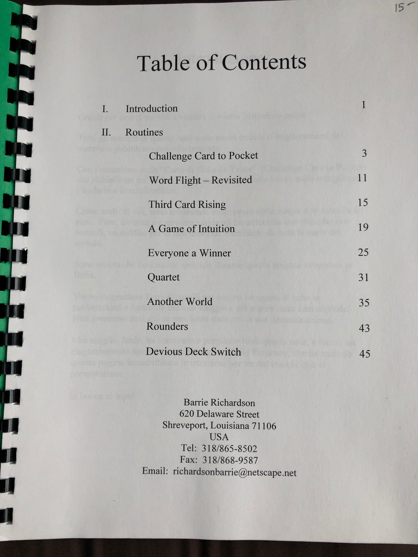 Subtleties, Boldness & Misdirection - Barrie Richardson