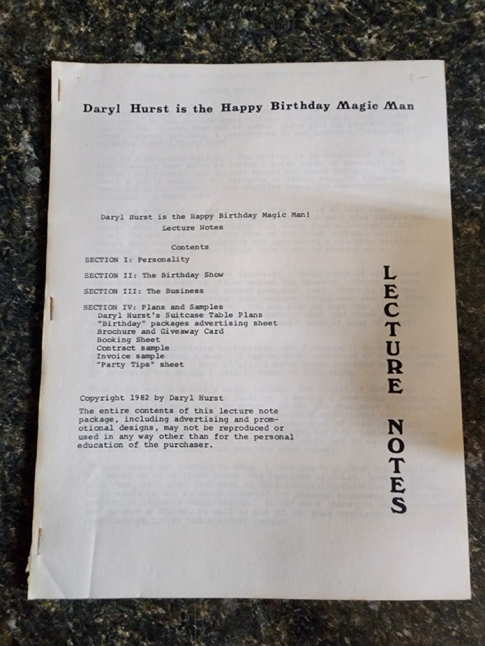 Daryl Hurst is the Happy Birthday Magic Man - Daryl Hurst (Lecture Notes)