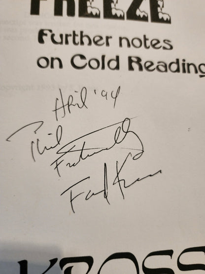 From The Back of the Deep Freeze: Further Notes on Cold Reading - Fred Kross - SIGNED