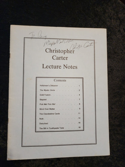 Christopher Carter 1990 Lecture Notes - SIGNED