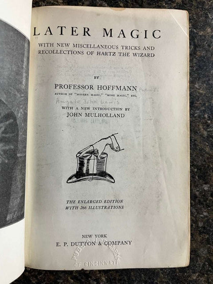 Later Magic - Professor Hoffmann (1911 ed.)