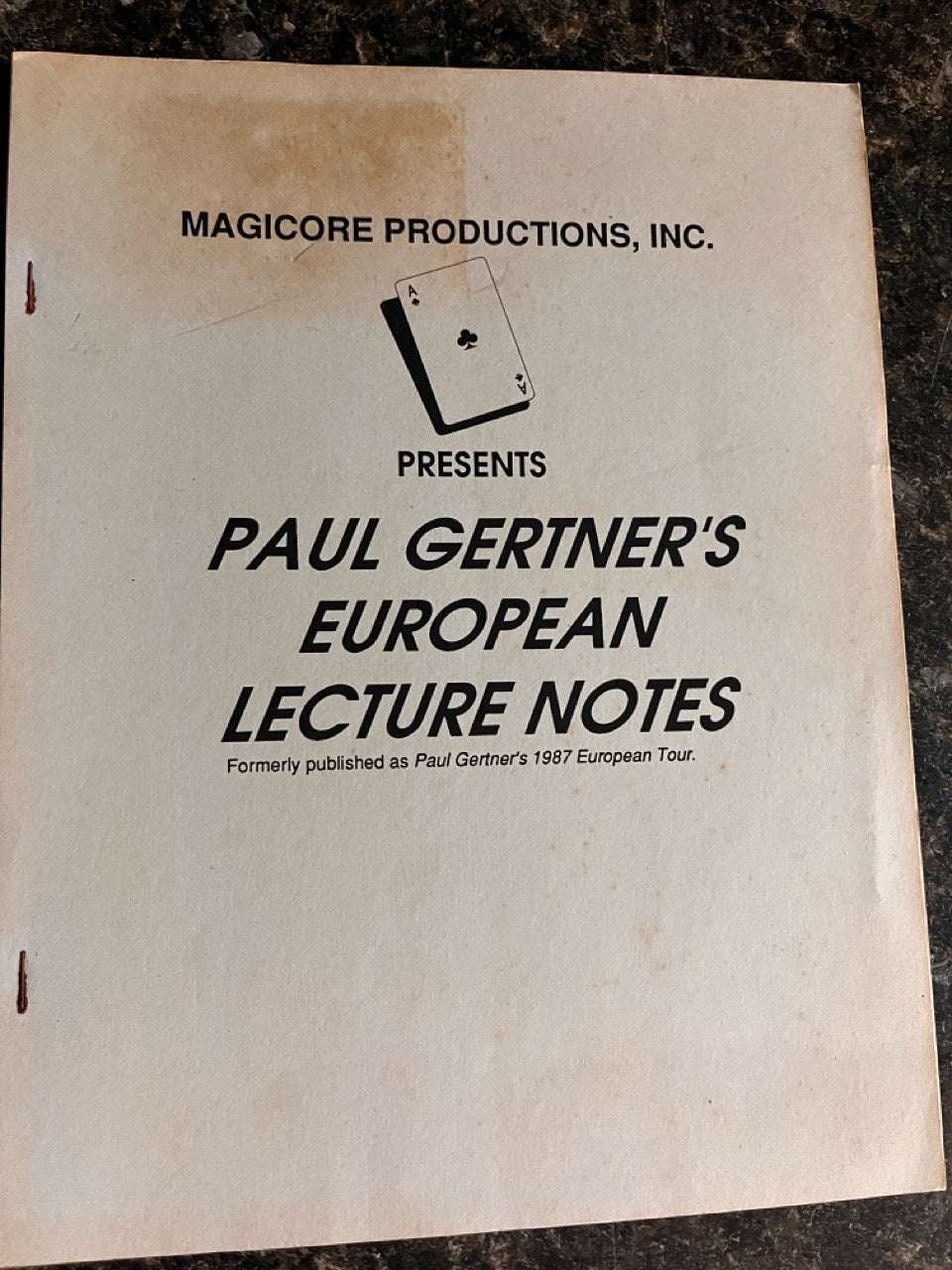 Paul Gertner's European Lecture Notes