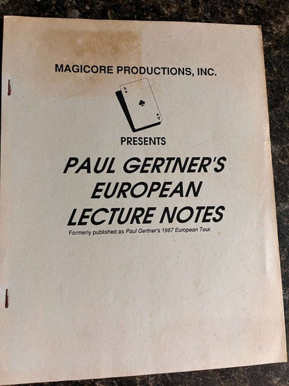 Paul Gertner's European Lecture Notes