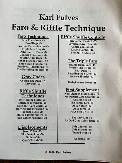 Faro & Riffle Technique - Karl Fulves