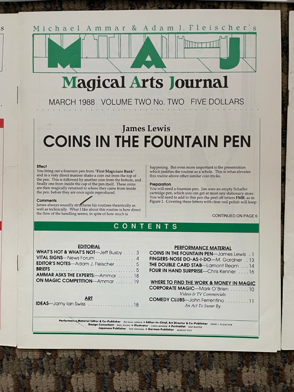 The Magical Arts Journal - Michael Ammar & Adam J. Fleischer (9 random issues)