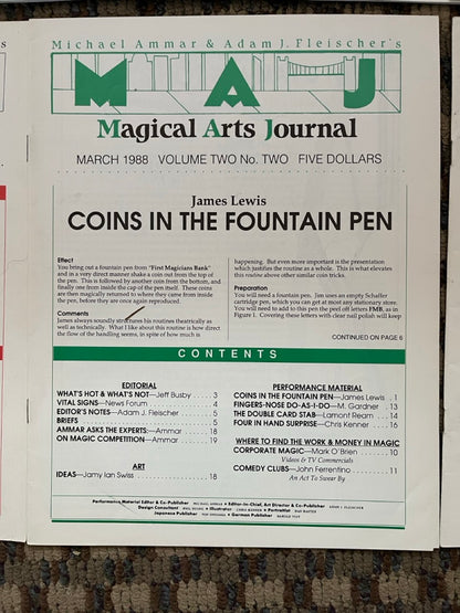 The Magical Arts Journal - Michael Ammar & Adam J. Fleischer (9 random issues)