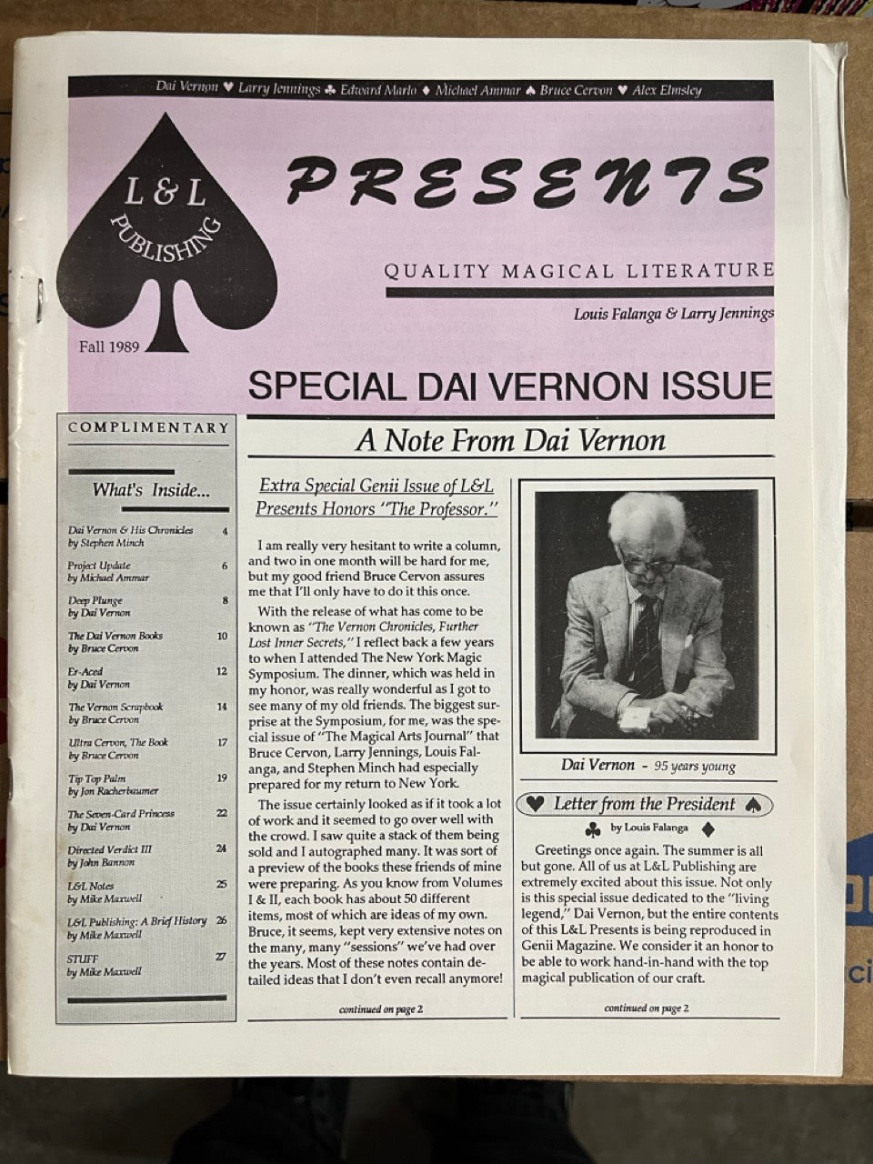 L&L Presents Quality Magical Literature , Special Dai Vernon Issue