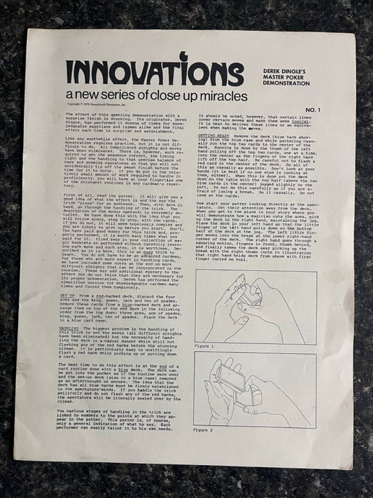 Innovations Periodical #1: Derek Dingle's Master Poker Demonstration