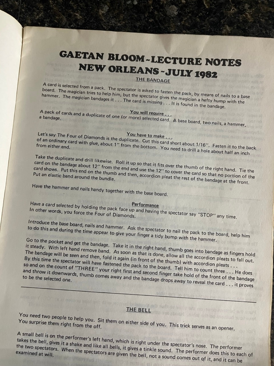 Gaetan Bloom Lecture Notes, New Orleans - July 1982 / Gaetan Bloom Series No. 3 (Potty Bicycle Pumps)