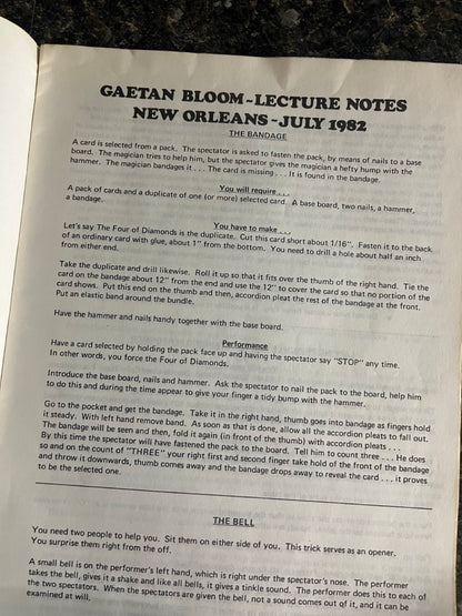 Gaetan Bloom Lecture Notes, New Orleans - July 1982 / Gaetan Bloom Series No. 3 (Potty Bicycle Pumps)