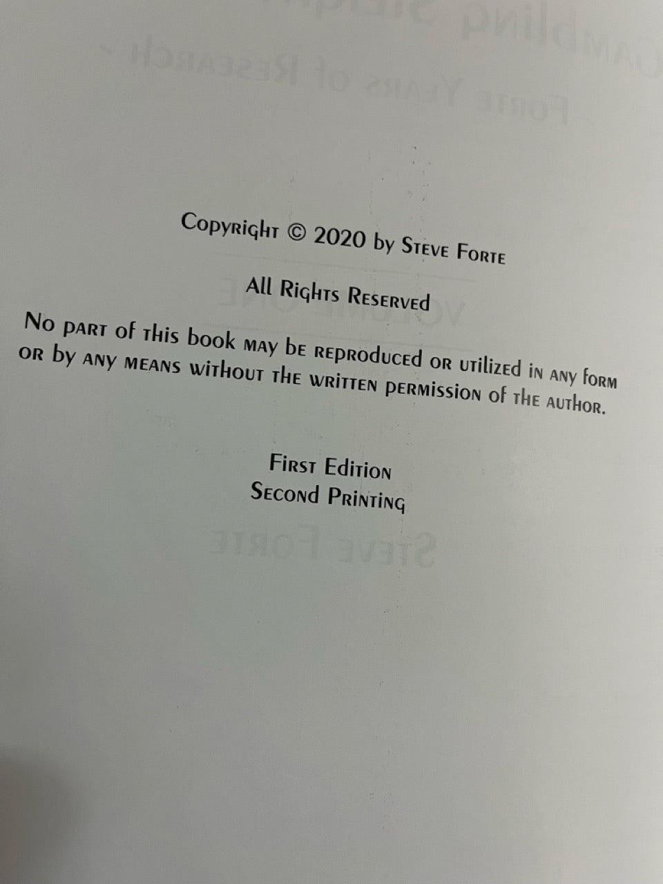 Gambling Sleight of Hand: Forte Years of Research - Steve Forte - SIGNED