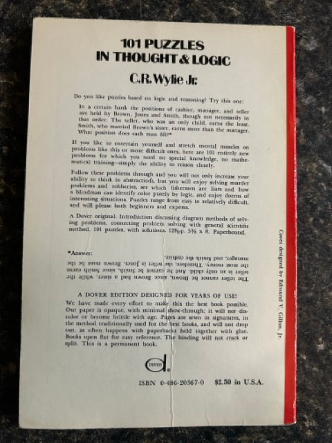 101 Puzzles in Thought & Logic - C.R. Wylie Jr.