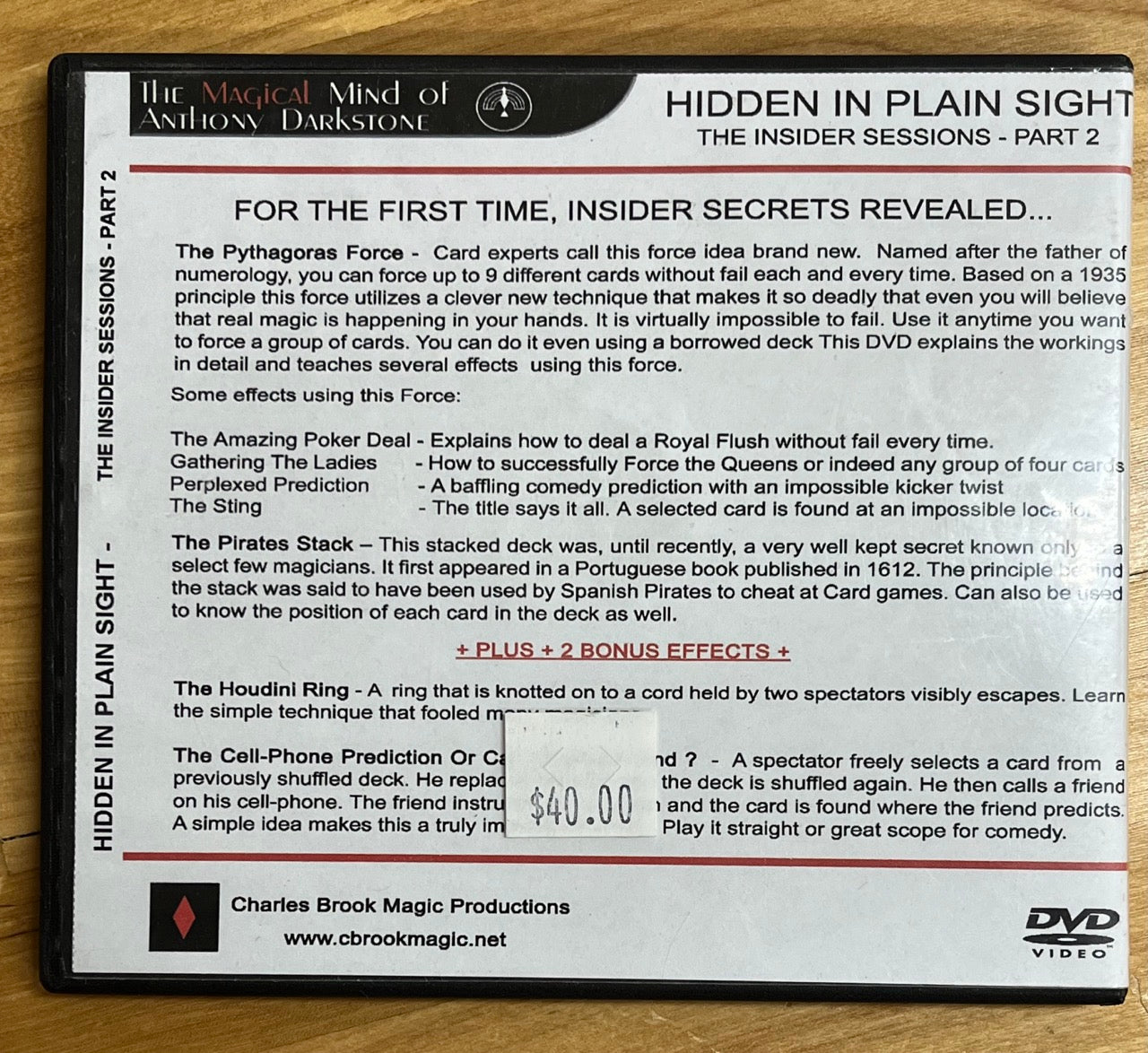 Hidden in Plain Sight, DVD - Anthony Darkstone