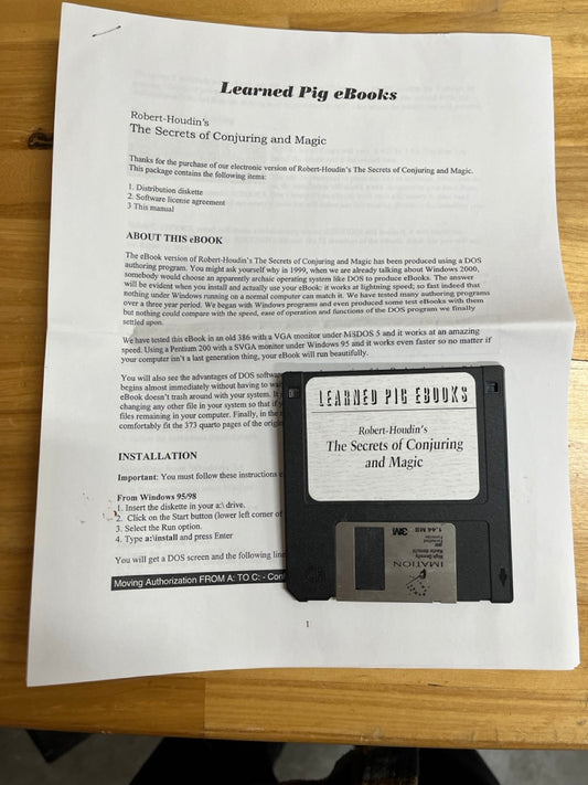 Learned Pig ebook: Robert-Houdin's The Secrets of Conjuring and Magic - 3.5 floppy disk