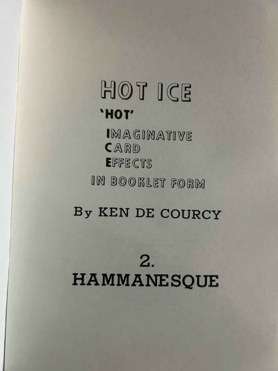 2 Ken de Courcy "Hot Ice" booklets