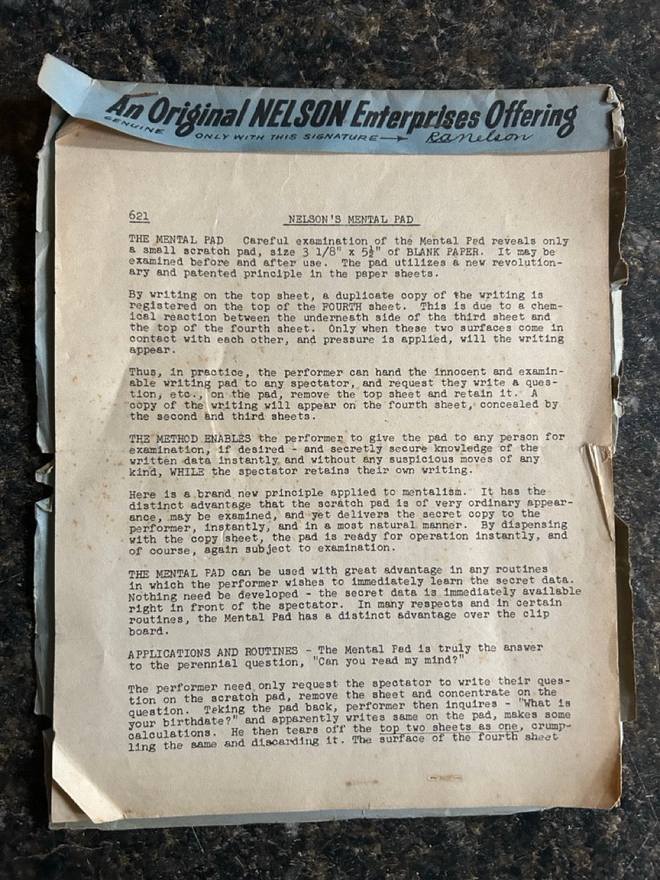 Nelson's Mental Pad - Robert Nelson