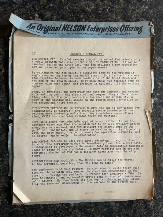 Nelson's Mental Pad - Robert Nelson