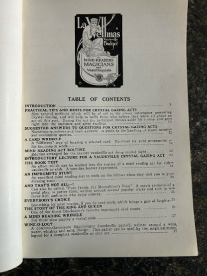LaVellma's Vaudeville Budget for Mind-Readers Magicians and Ventriloquists - David Lustig