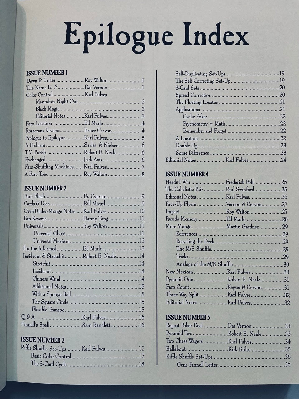 Epilogue - Karl Fulves (Collector's edition, SIGNED & NUMBERED)